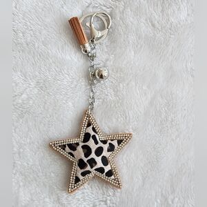 Leopard Print Star Keychain with Tassel